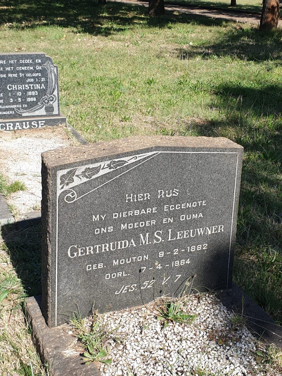 LEEUWNER Gertruida M.S. nee MOUTON 1882-1964