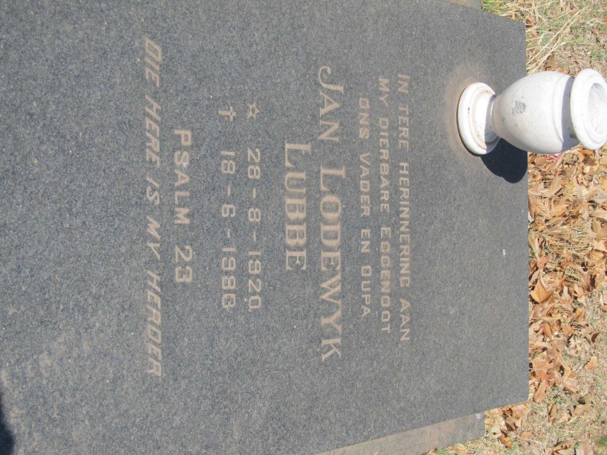 LUBBE Jan Lodewyk 1920-1983