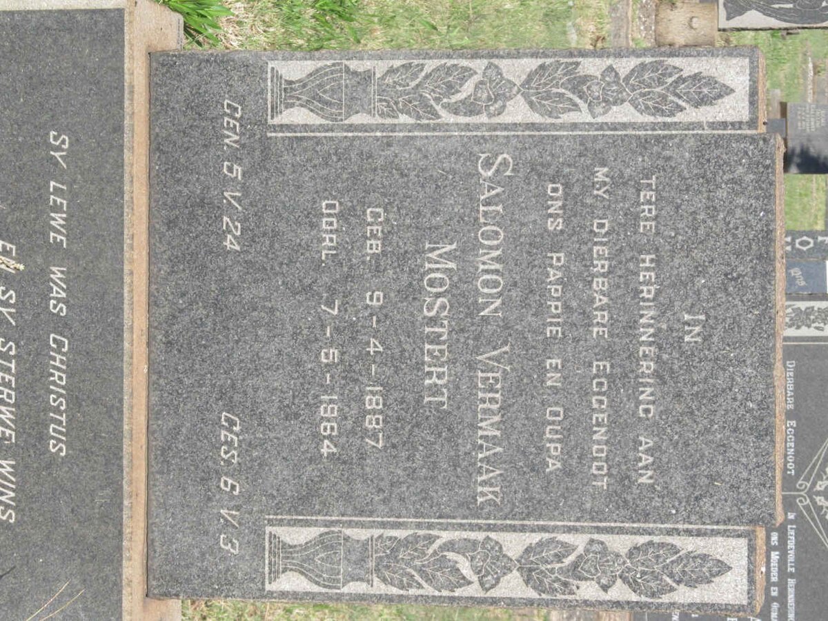 MOSTERT Salomon Vermaak 1897-1964