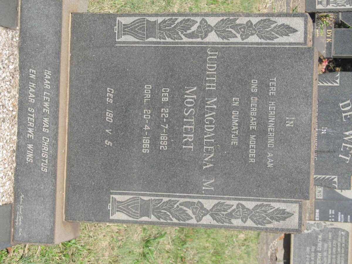 MOSTERT Judith Magdalena M. 1892-1966