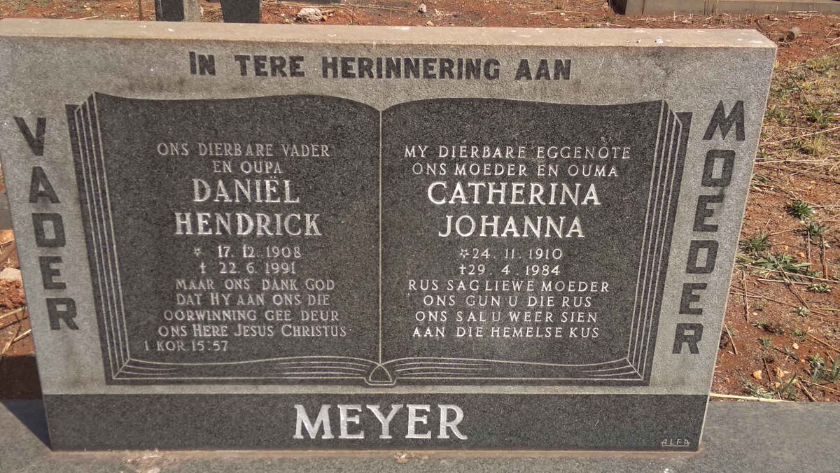 MEYER Daniel Hendrick 1908-1991 &amp; Catherina Johanna 1910-1984