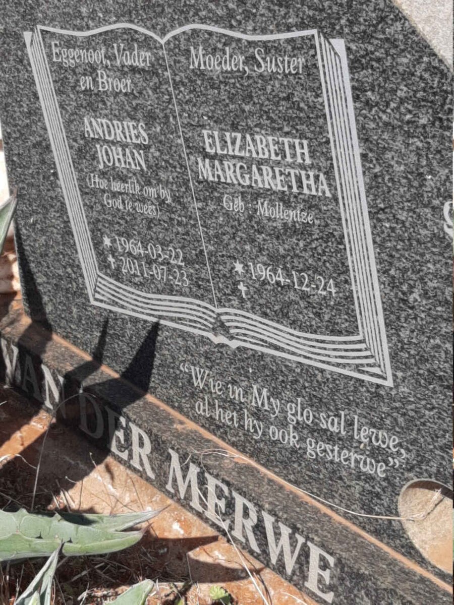 MERWE Andries Johan, van der 1964-2011 & Elizabeth Margaretha 1964- 
