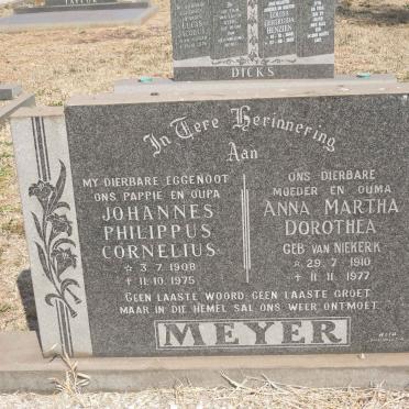 MEYER Johannes Philippus Cornelius 1908-1975 &amp; Anna Martha Dorothea VAN NIEKERK 1910-1977
