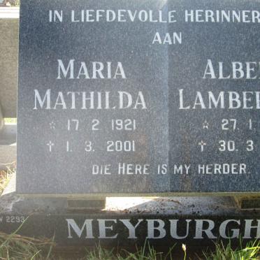 MEYBURGH Albert Lambertus 1916-1997 &amp; Maria Mathilda 1921-2001