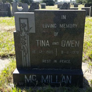 McMILLAN Owen -1978 &amp; Tina -1985