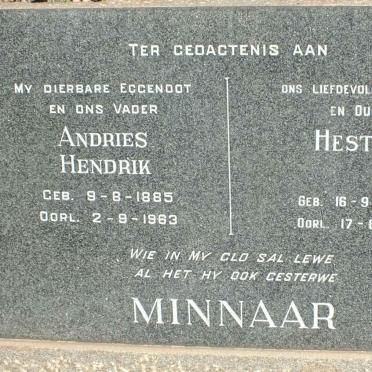 MINNAAR Andries Hendrik 1885-1963 &amp; Hester 1896-1991
