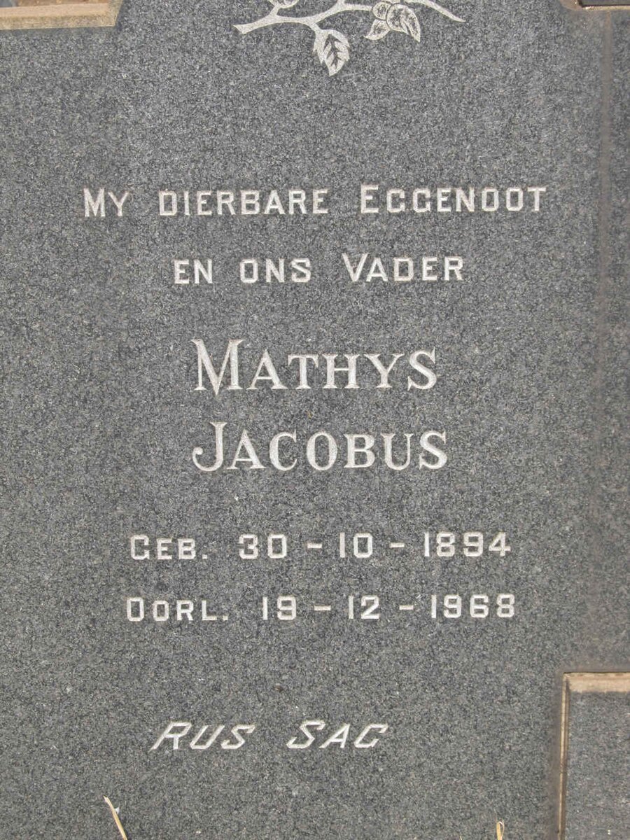 MARE Mathys Jacobus 1894-1968 &amp; Susara Maria Petronella 1904-1986