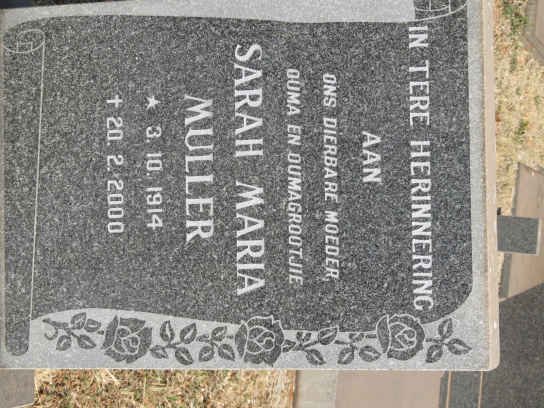 MULLER Sarah Maria 1914-2000