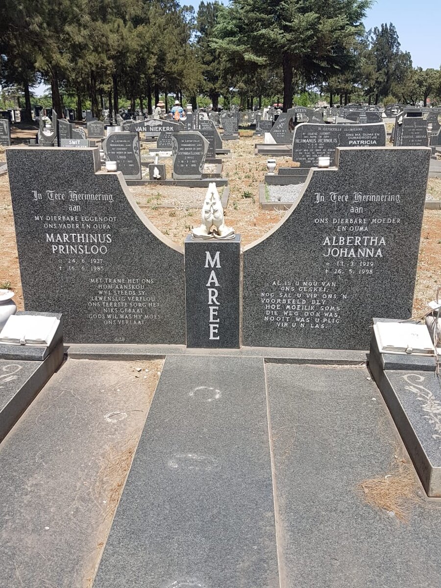 MAREE Marthinus Prinsloo 1927-1985 &amp; Albertha Johanna 1929-1998