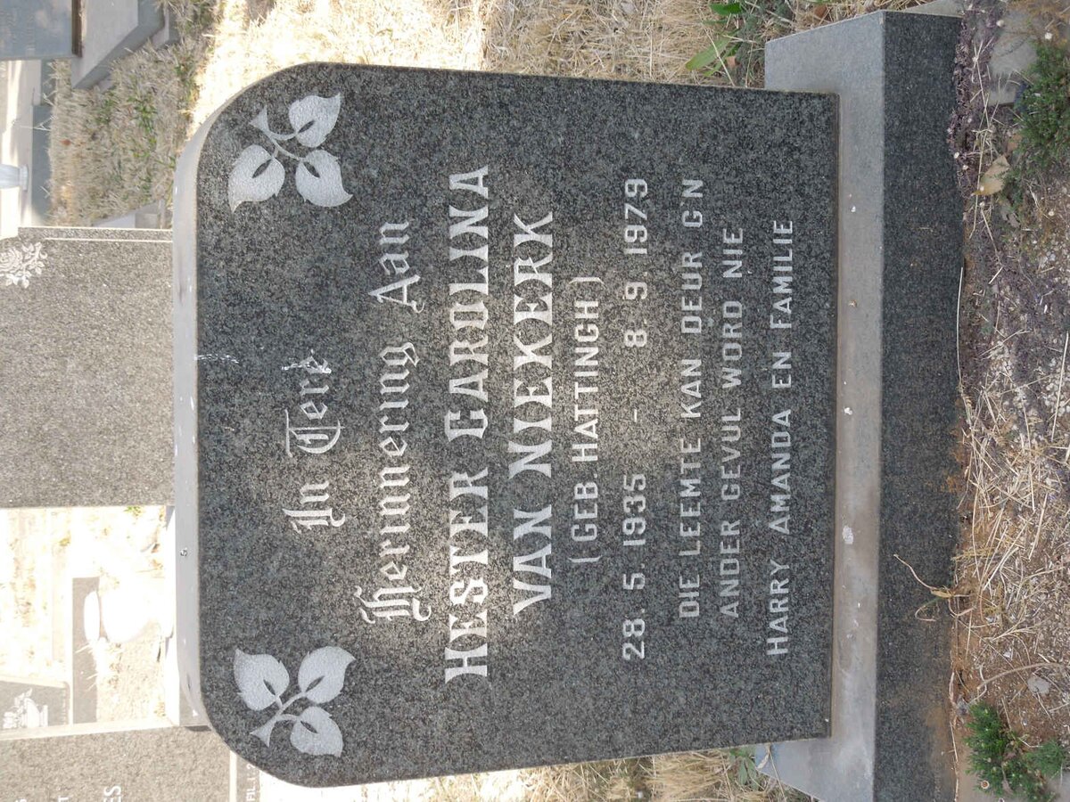 NIEKERK Hester Carolina, van nee HATTINGH 1935-1979