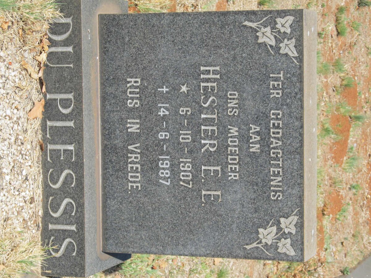 PLESSIS Hester E.E., du 1907-1987