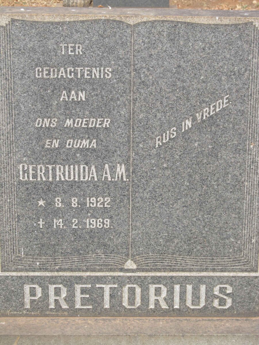PRETORIUS Gertruida A.M. 1922-1969