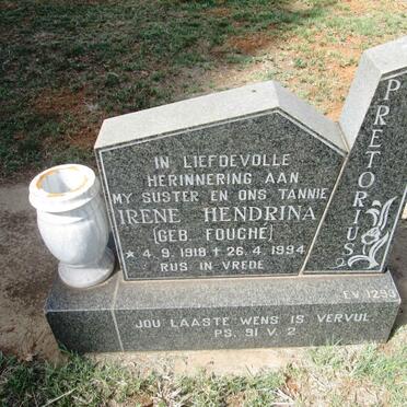 PRETORIUS Irene Hendrina nee FOUCHÉ 1918-1994
