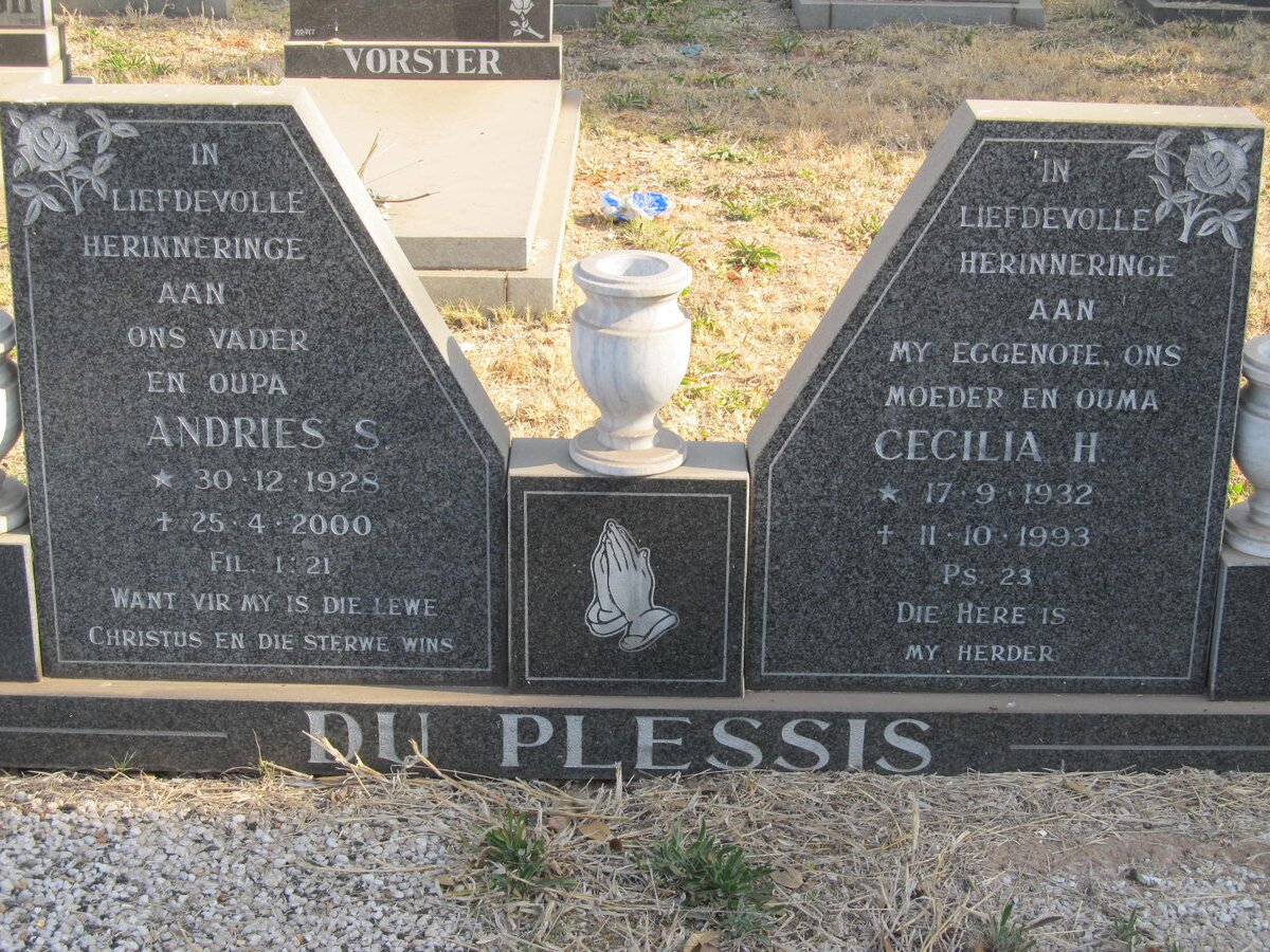 PLESSIS Andries S., du 1928-2000 &amp; Cecilia H. 1932-1993