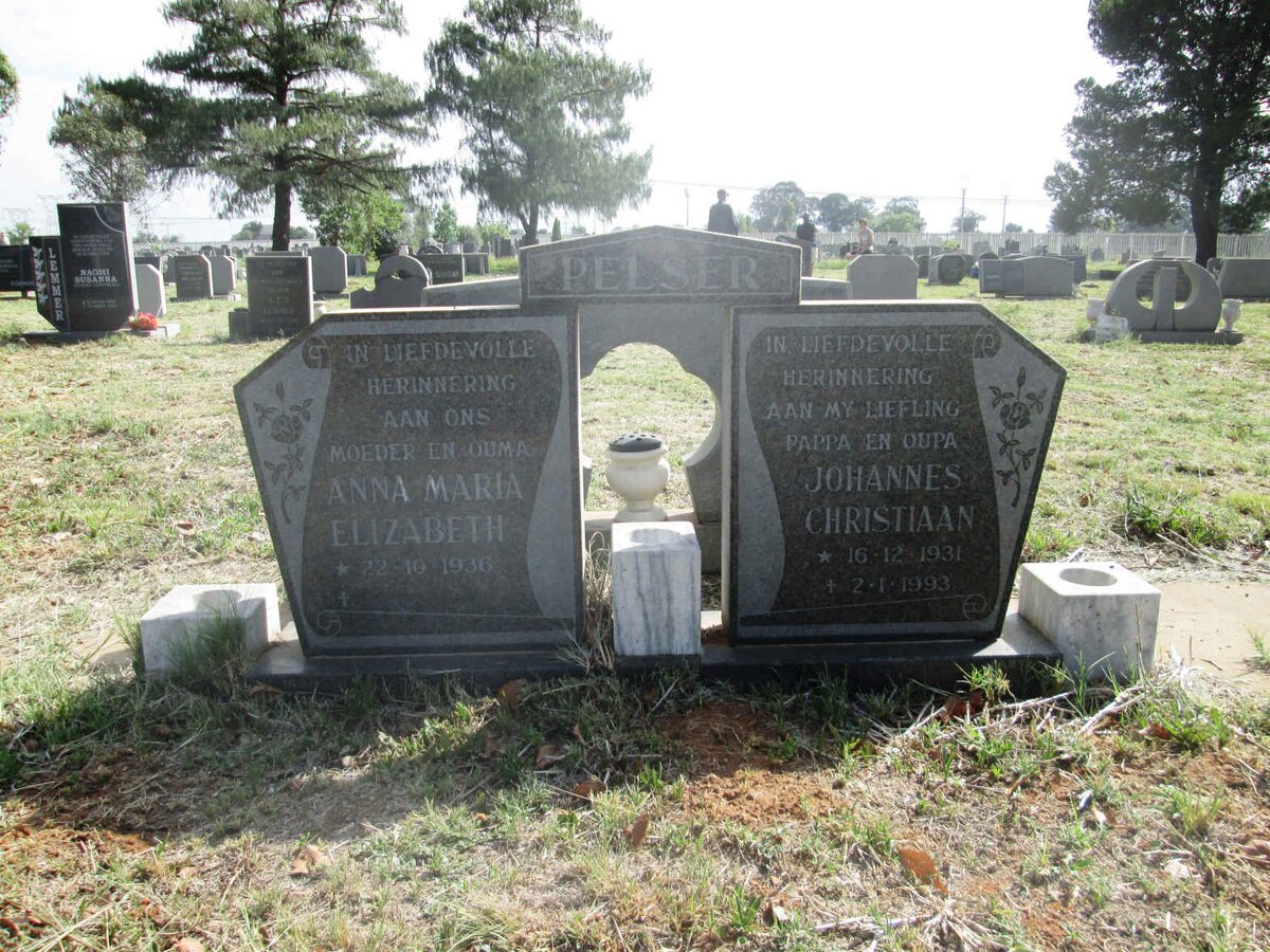 PELSER Johannes Christiaan 1931-1993 &amp; Anna Maria Elizabeth 1936-