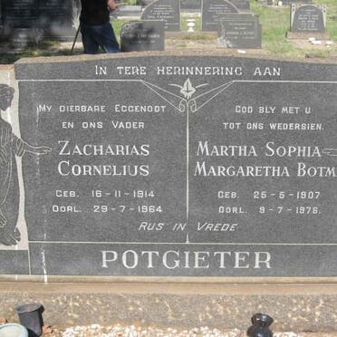 POTGIETER Zacharias Cornelius 1914-1964 &amp; Martha Sophia Margaretha BOTMA 1907-1976