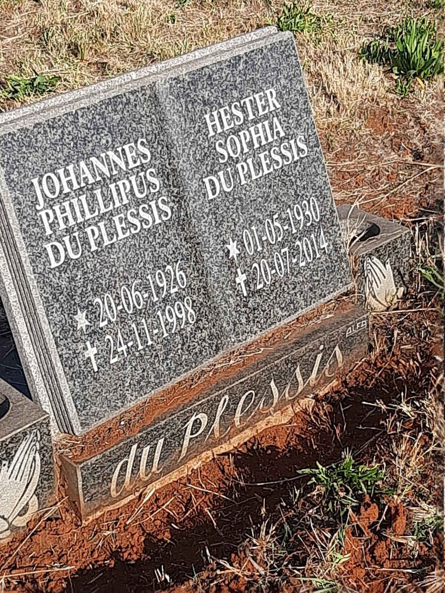 PLESSIS Johannes Phillipus, du 1926-1998 & Hester Sophia 1930-2014