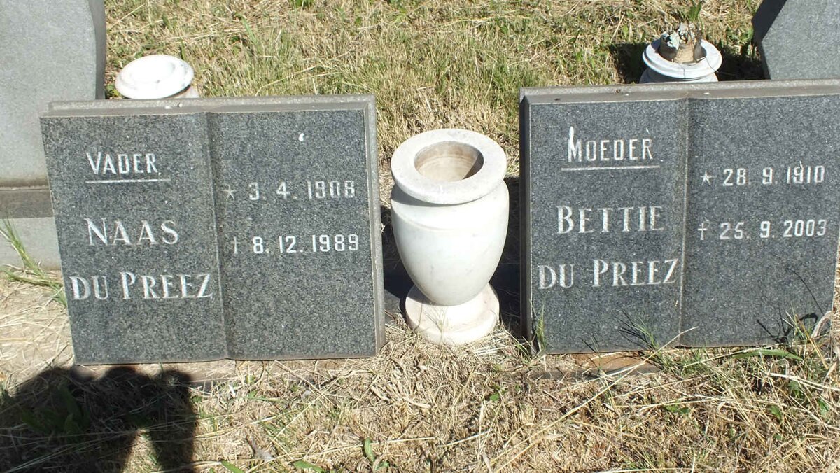 PREEZ Naas, du 1908-1989 &amp; Bettie 1910-2003