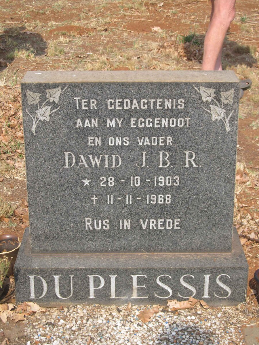 PLESSIS Dawid J.B.R., du 1903-1968