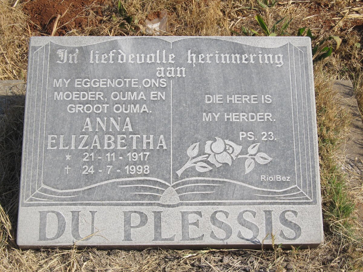 PLESSIS Anna Elizabeth, du 1917-1998