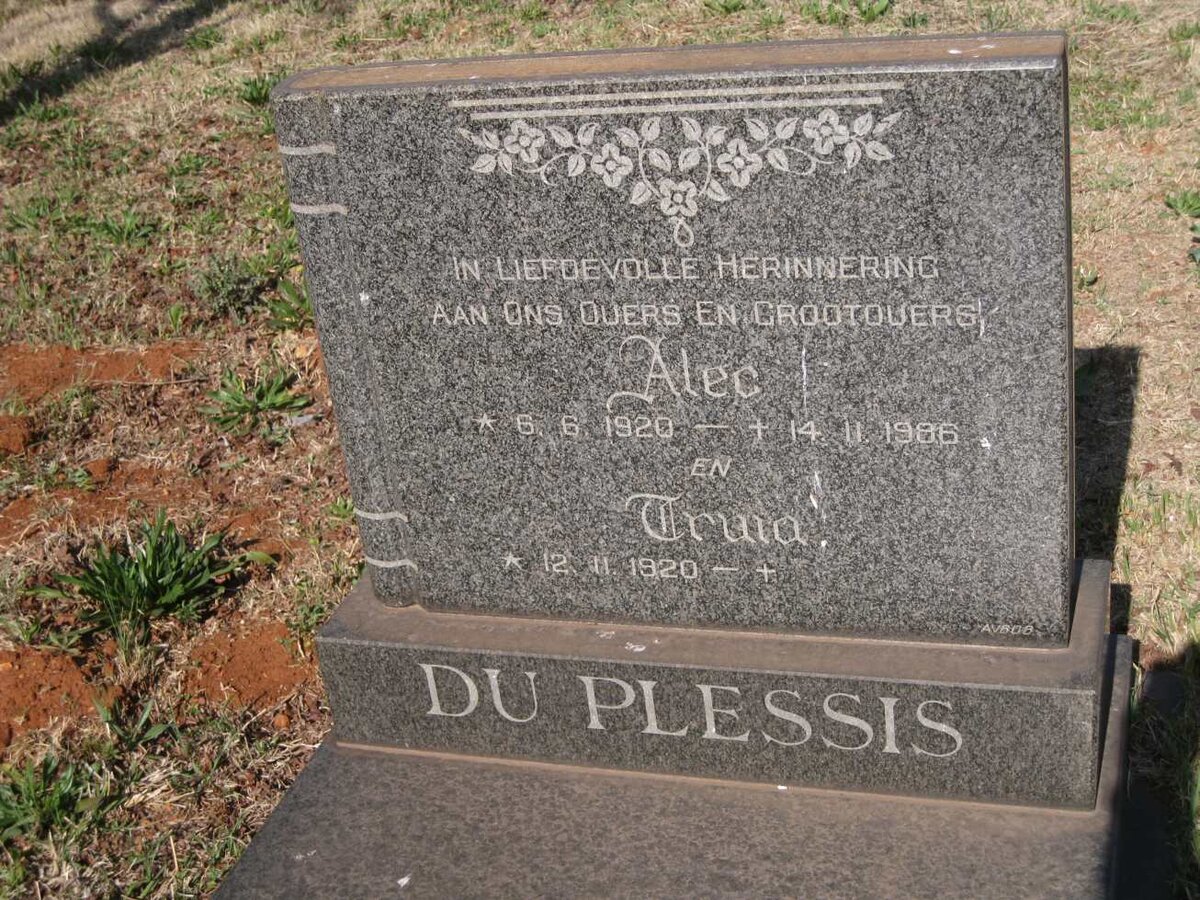 PLESSIS Alec, du 1920-1986 & Truia 1920- 