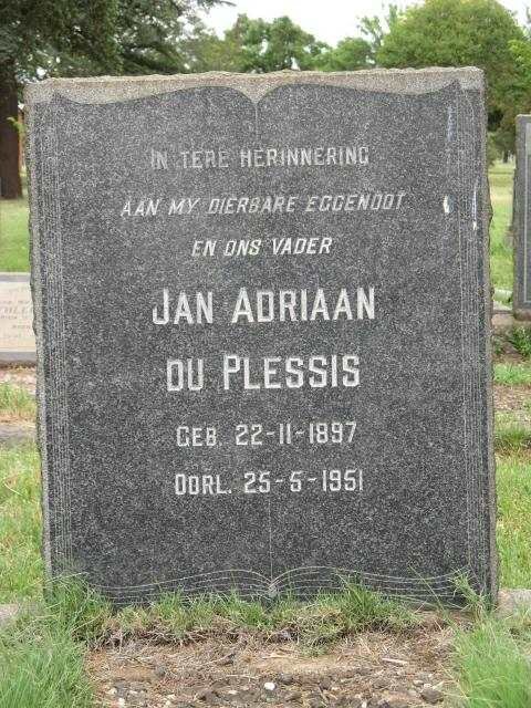 PLESSIS Jan Adriaan, du 1897-1951