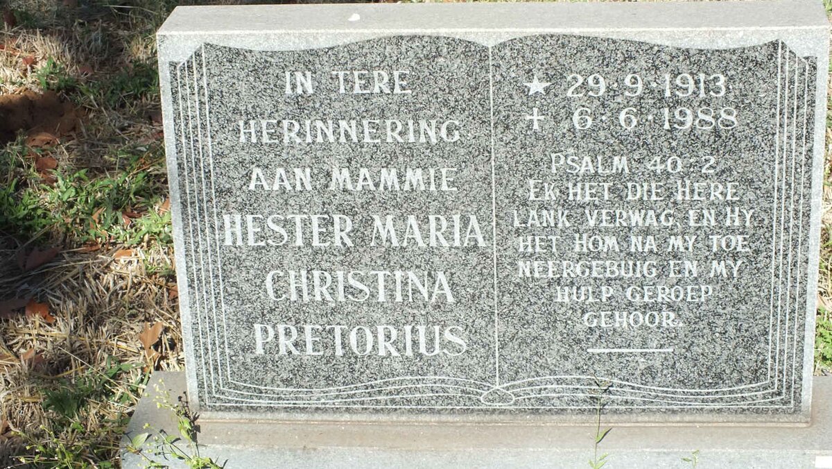 PRETORIUS Hester Maria Christina 1913-1988