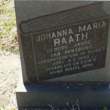 RAATH Johanna Maria nee JANSE VAN RENSBURG 1927-1983