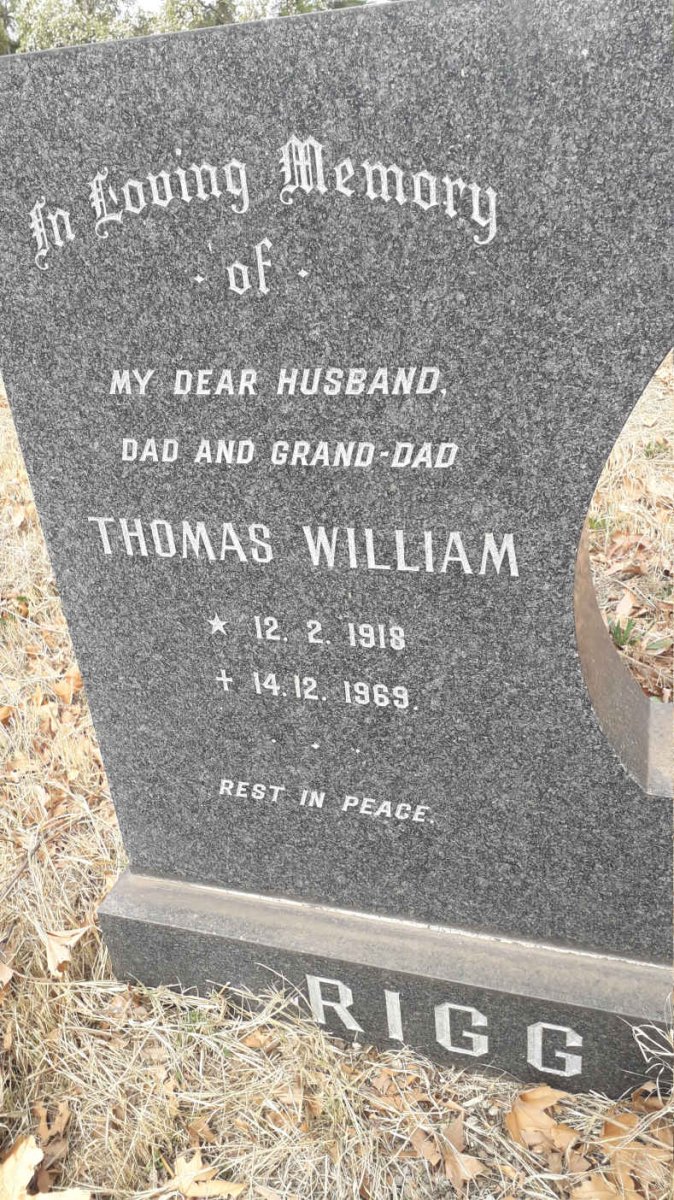 RIGG Thomas William 1918-1969