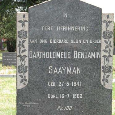 SAAYMAN Bartholomeus Benjamin 1941-1963