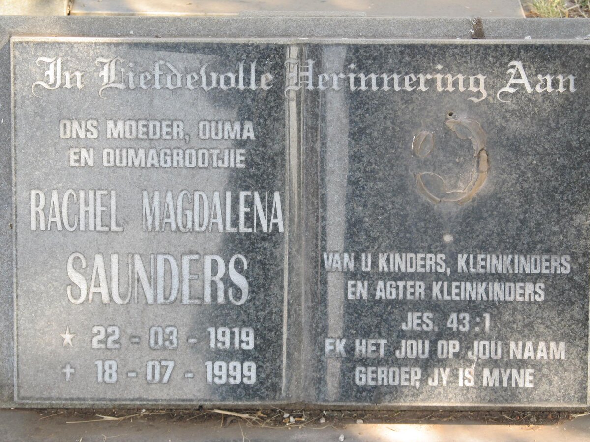 SAUNDERS Rachel Magdalena 1919-1999