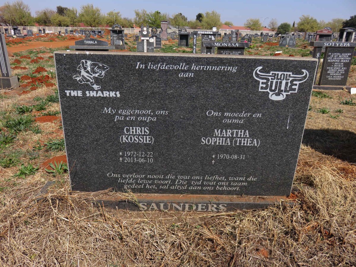 SAUNDERS Chris 1972-2013 & Martha Sophia 1970- 