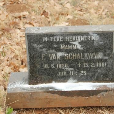 SCHALKWYK F., van 1890-1981