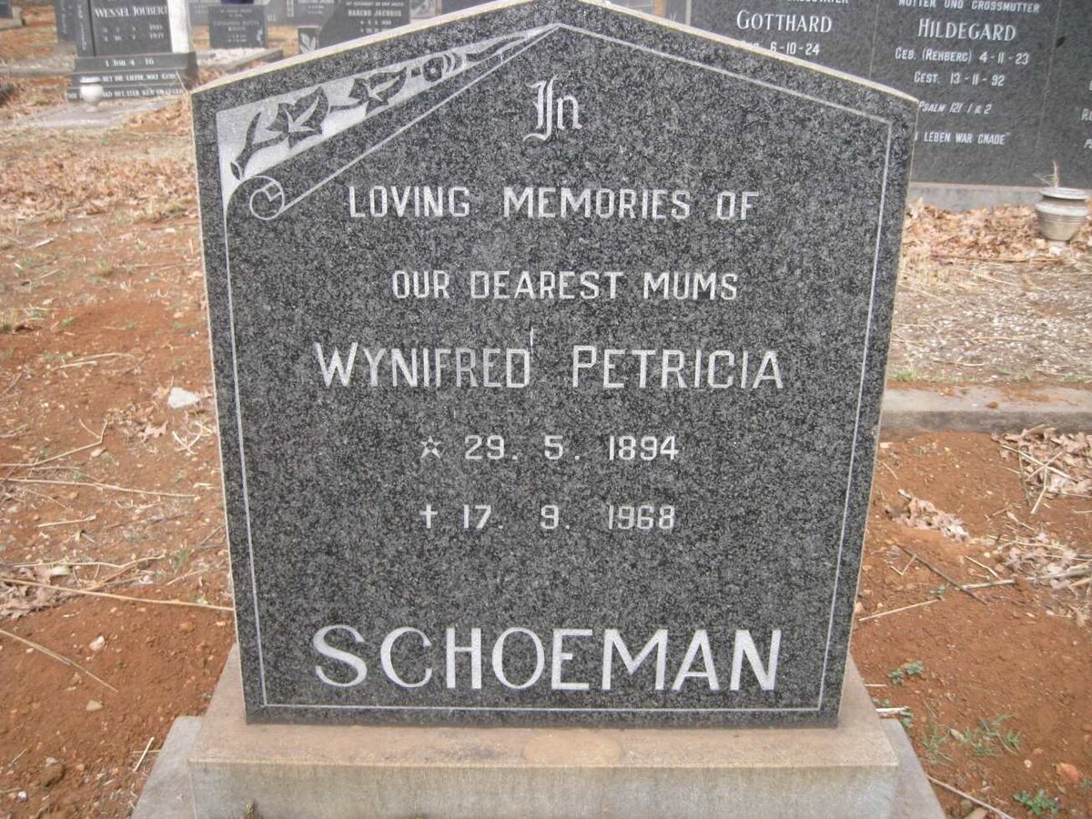 SCHOEMAN Wynifred Petricia 1894-1968