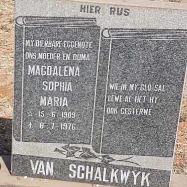 SCHALKWYK Magdalena Sophia Maria, van 1909-1976