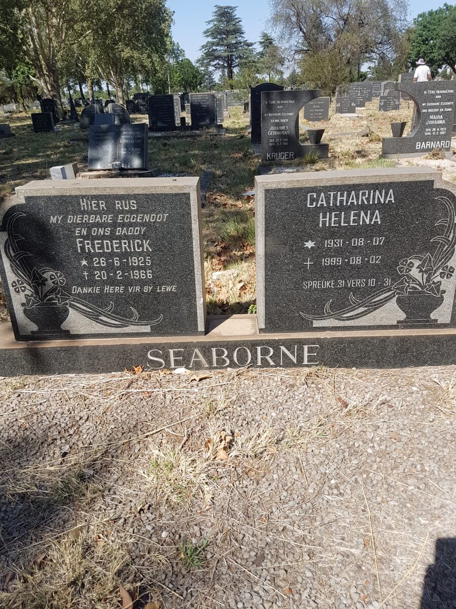 SEABORNE Frederick 1925-1966 &amp; Catharina Helena 1931-1999