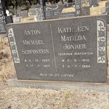 SERFONTEIN Anton Michael 1897-1971 :: JONKER Kathleen Matilda voorheen SERFONTEIN 1910-1984