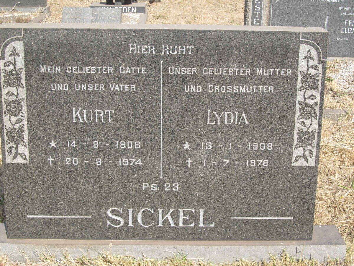 SICKEL Kurt 1906-1974 &amp; Lydia 1909-1978