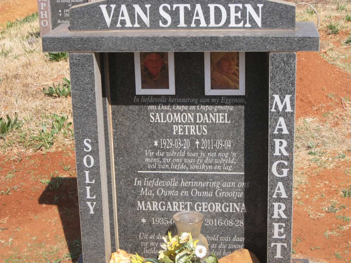 STADEN Salomon Daniel Petrus, van 1929-2011 & Margaret Georgina 1935-2016