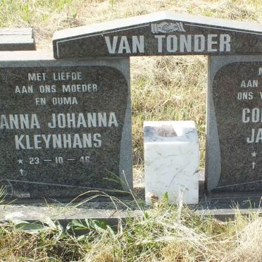 TONDER Cornelius Jacobus, van 1943-1996 &amp; Anna Johanna Kleynhans 1946-