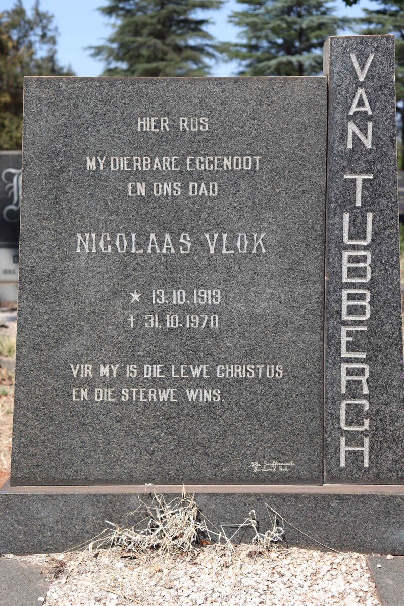 TUBBERGH Nicolaas Vlok, van 1913-1970