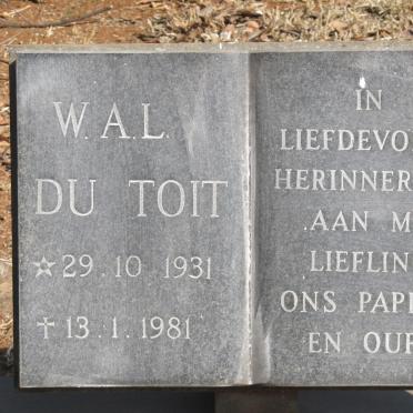 TOIT W.A.L., du 1931-1981