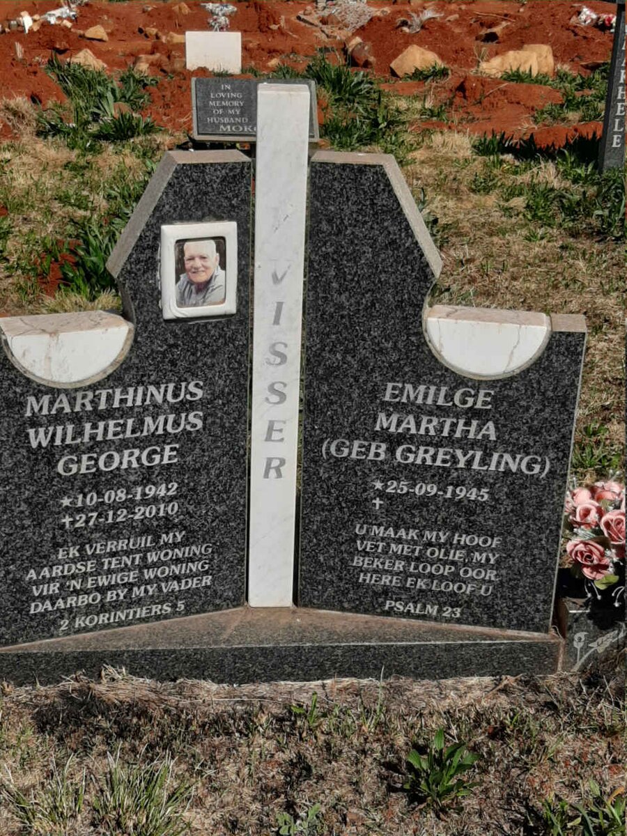 VISSER Marthinus Wilhelmus George 1942-2010 & Emilge Martha GREYLING 1945-