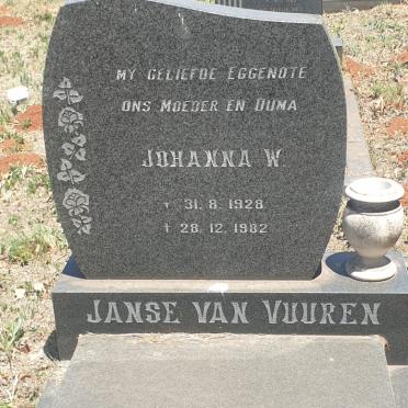 VUUREN Johanna W., Janse van 1928-1982