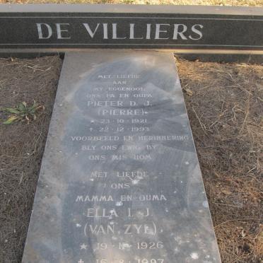VILLIERS Pieter D.J, de 1921-1993 &amp; Ella I.J. VAN ZYL 1926-1997
