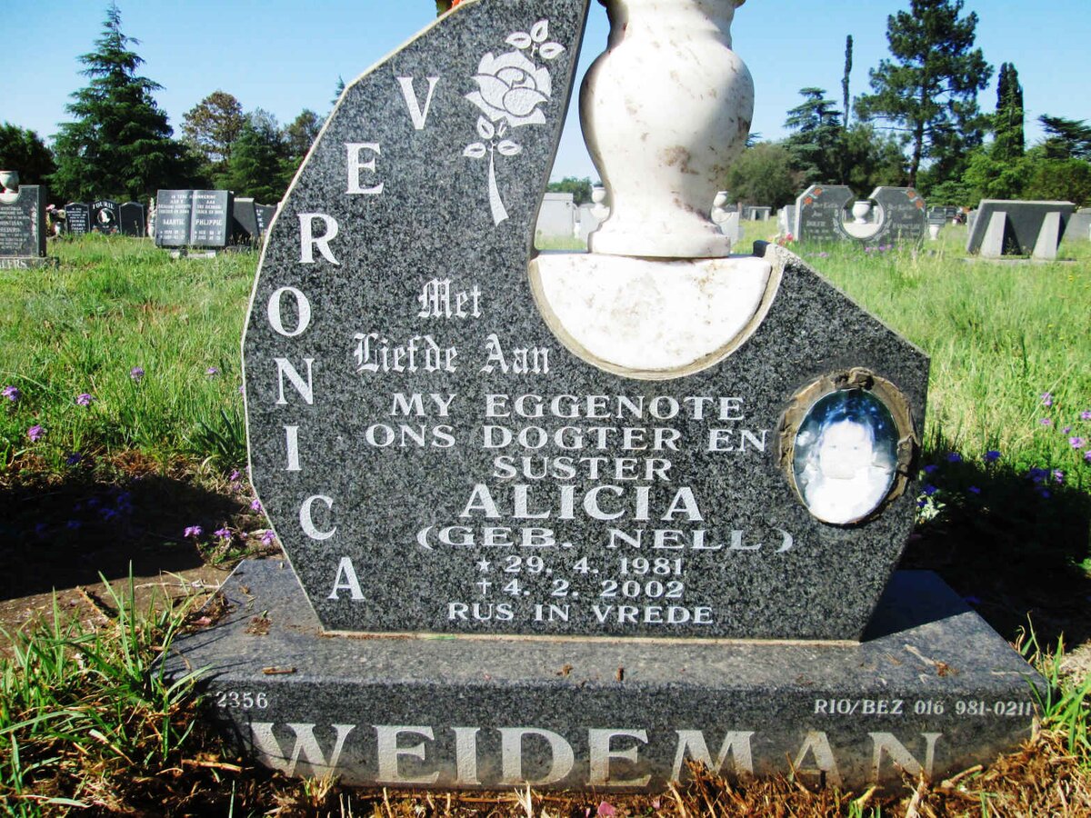 WEIDEMAN Veronica Alicia nee NELL 1981-2002