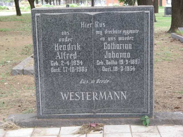 WESTERMANN Hendrik Alfred 1894-1965 &amp; Catharina Johanna BOTHA 1897-1954