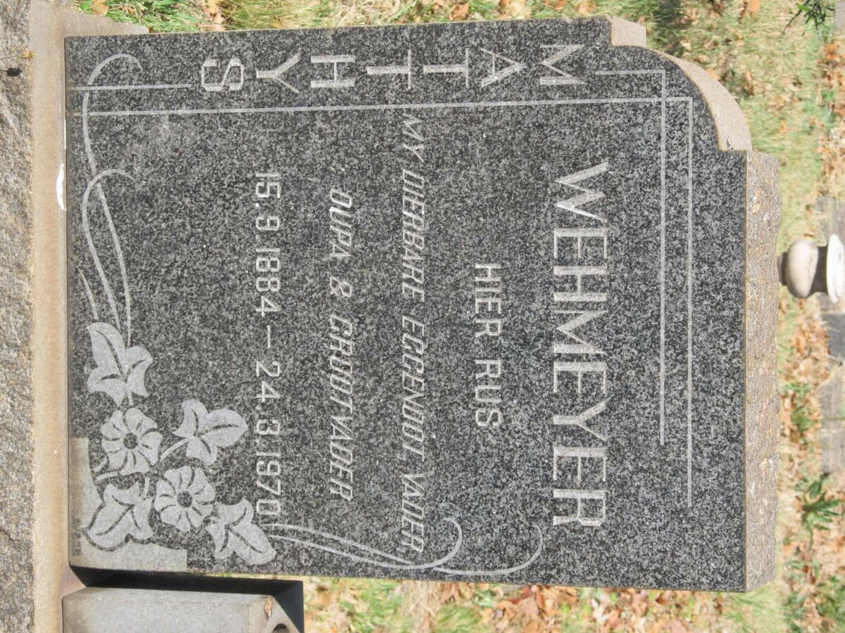 WEHMEYER Matthys 1884-1970