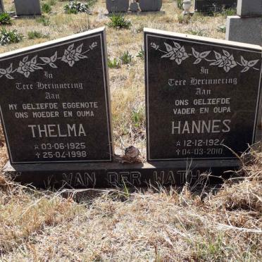 WATH Hannes, van der 1924-2010 &amp; Thelma 1925-1998