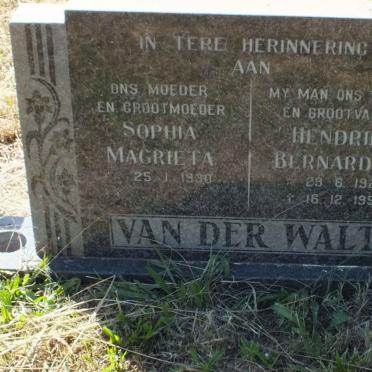 WALT Hendrik Bernardus, van der 1924-1995 &amp; Sophia Magrieta 1930-